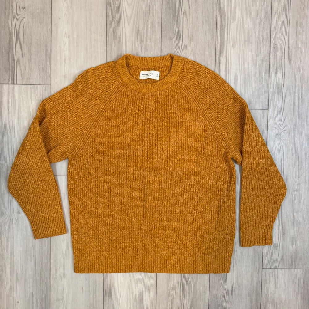 Abercrombie & Fitch Soft A&F Sweater Mens XL Mustard Yellow Raglan Crew Neck
